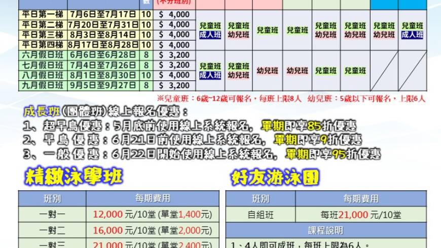 2026暑期游泳課程